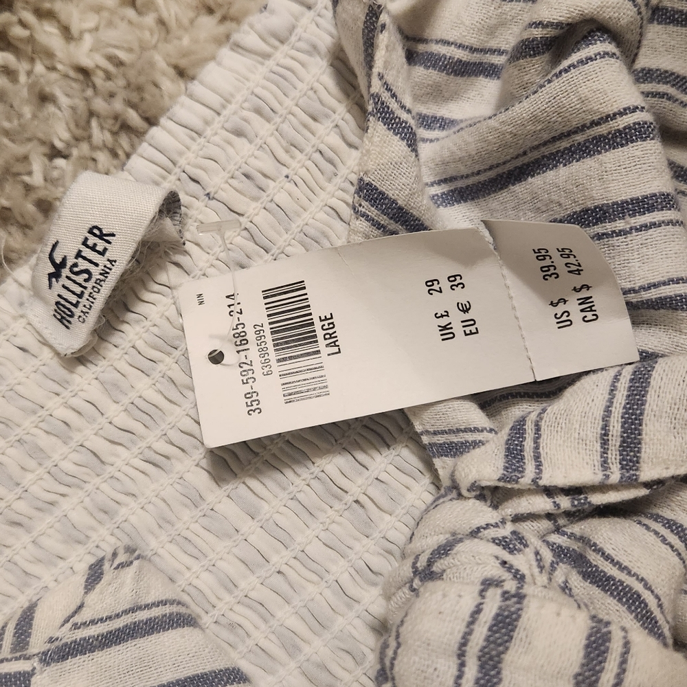 NWT Hollister striped dress white and blue size large - Picture 6 of 10